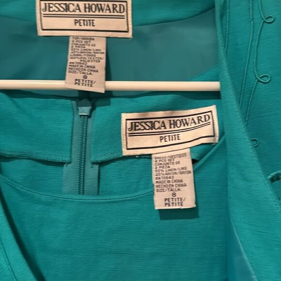 Jessica Howard Linen Blend 2 Pc Embroidered Dress Set Size 8 Petite - Picture 6 of 8